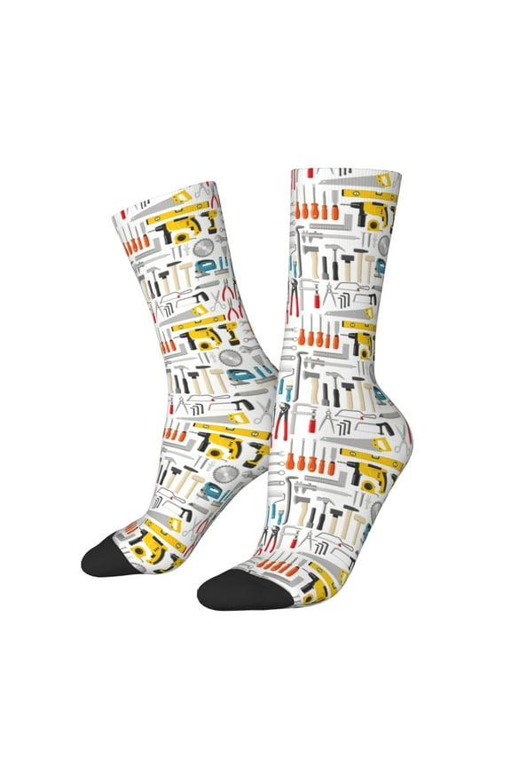Construction tools Print Adult Socks for Men & Women,Calf Socks, Ankle Socks,Boots Socks,Breathable Casual Sock,Unisex Crew Socks
