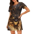 thumbnail image 1 of Logiee Cool Black Gold Dragon Print Nightgowns for Women,Soft Short-Sleeved Lightweight Sleepwear, Loose Sleepshirts, 1 of 6