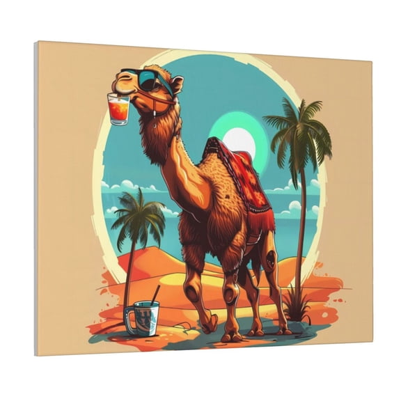 Logiee Cool Camel Oasis Vibes Print Canvas Wall Art ,Art Poster,Canvas Decorative Picture,Decor Wall Pictures for Living Room Bedroom Bathroom,Ready to Hang