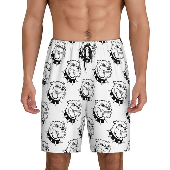 Logiee Cool Dog Print Men's Pajama Shorts with Drawstring & Pockets,Sleep Shorts for Men,Sleepwear Bottoms,Elastic Waistband Loungewear-XX-Large
