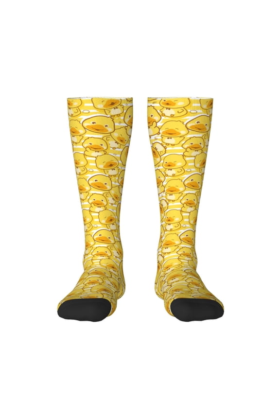 Cool Duck With Yellow Strip Print Gift Stocking Stuffers,Adult Stockings,Novelty Socks,Funny Socks Birthday Running Walking Sleeping