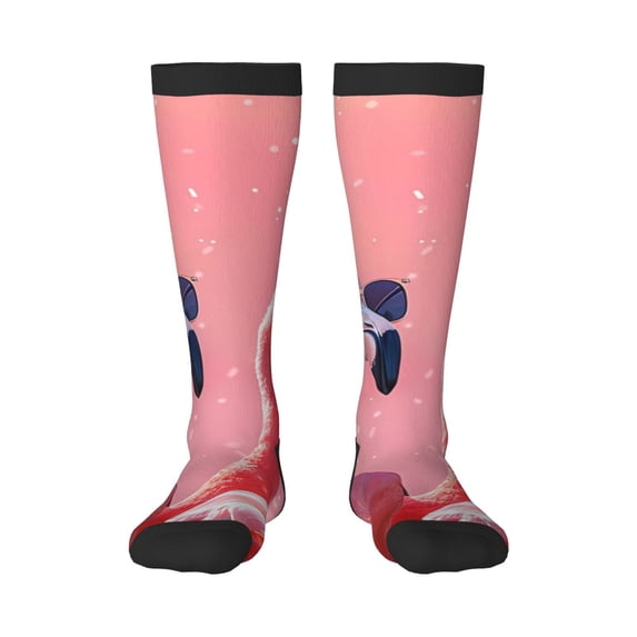Logiee Cool Flamingos Sunglasses Scene Print Gift Stocking Stuffers,Adult Stockings,Novelty Socks,Funny Socks Birthday Running Walking Sleeping
