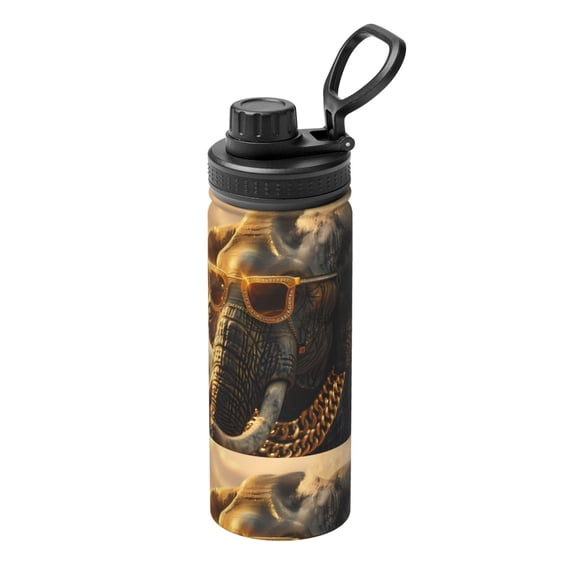 Logiee Cool Sunglasses Elephant Art Print Water Bottle,18oz Sports Insulated Kettle for Cycling Gym Basketball Outdoor, Suitable as a Present