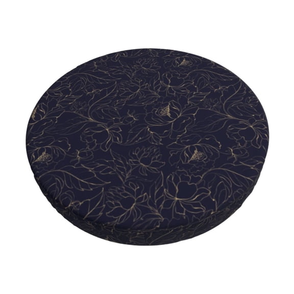 Logiee Copper-Gold Gloss Outline Peony Print Stool Covers Round,Bar Stool Covers,Watedrproof Stool Slipcover with Elastic,Stool Cushion,Round Bar Stool Seat Covers for Bar Round Chair-13 inch