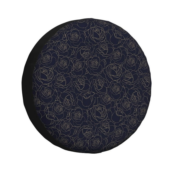 Logiee Copper-Gold Gloss Outline Rose1 Print Spare Tire Cover, Universal Wheel Protectors,Waterproof Dust-Proof UV Sun Wheel Tire Cover,Fit for SUV, RV, Travel Trailer, Truck-14 inch