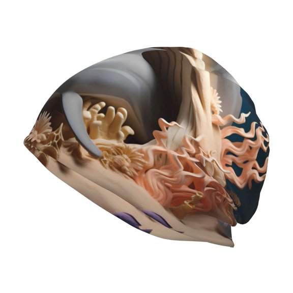 Logiee Coral Fish Dolphin Print Unisex Knit Beanie for Men Women Winter Hat,Beanies Skull Caps