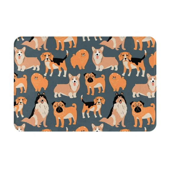 Logiee Corgi Collie Pug Print Welcome Mats for Entryway,Door Mat for Front Door,Entry Mat,Doormat for Garden, Garage, Patio, Home, Porch Decor