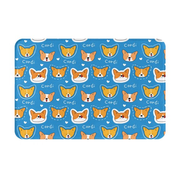 Logiee Corgi Dog Face Print Welcome Mats for Entryway,Door Mat for Front Door,Entry Mat,Doormat for Garden, Garage, Patio, Home, Porch Decor