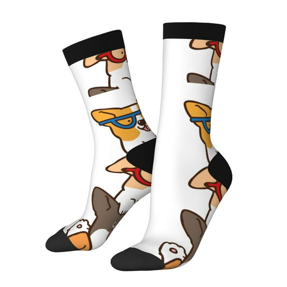 Logiee Corgi Dog2 Print Adult Socks for Men & Women,Calf Socks, Ankle Socks,Boots Socks,Breathable Casual Sock,Unisex Crew Socks