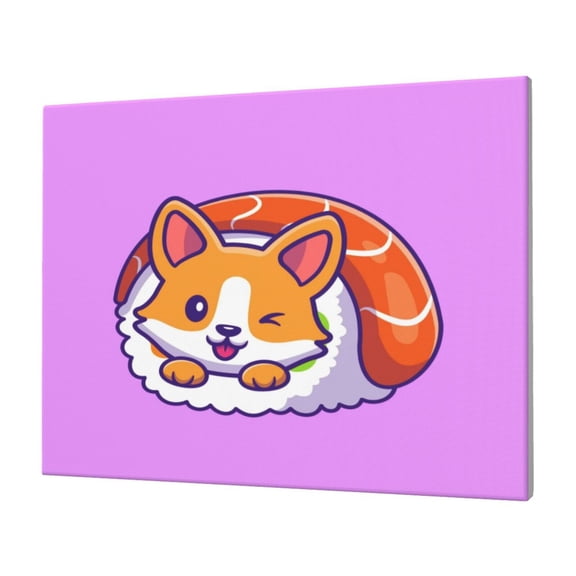 Logiee Corgi In Sushi Roll Print Canvas Wall Art,Canvas Picture Prints with Frame, Wall Art Decorative,Canvas Decorative,Suitable for Living Room Bedroom Office Room 30x40