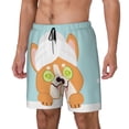 thumbnail image 1 of Logiee Corgi With Towel Ans Slice Cucumber Print Men's Swim Trunk,Quick Dry Board Shorts ,Men's Swim Trunks with Compression Liner, Bathing Suits with Pockets-Large, 1 of 6