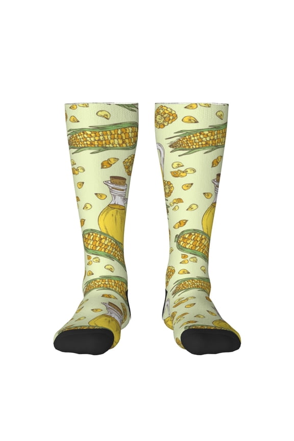 Corn And Corn Oil Print Gift Stocking Stuffers,Adult Stockings,Novelty Socks,Funny Socks Birthday Running Walking Sleeping