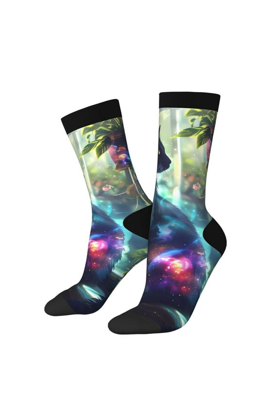 Cosmic Cat In Window Print Adult Socks for Men & Women,Calf Socks, Ankle Socks,Boots Socks,Breathable Casual Sock,Unisex Crew Socks