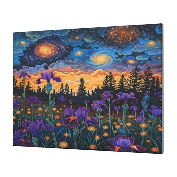 Logiee Cosmic Irises At Twilight Print Canvas Wall Art,Canvas Picture Prints with Frame, Wall Art Decorative,Canvas Decorative,Suitable for Living Room Bedroom Office Room 30x40