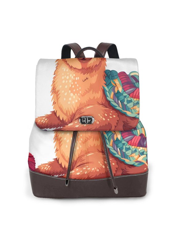 Logiee Cozy Knitting Llama Print Backpack Purse for Women,Fashion Leather Backpack Purse,Women's Leather Backpack for Work College Travel