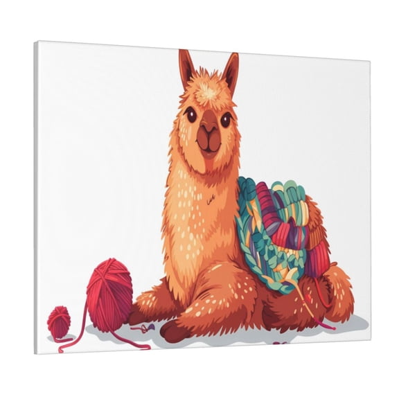 Logiee Cozy Knitting Llama Print Canvas Wall Art ,Art Poster,Canvas Decorative Picture,Decor Wall Pictures for Living Room Bedroom Bathroom,Ready to Hang