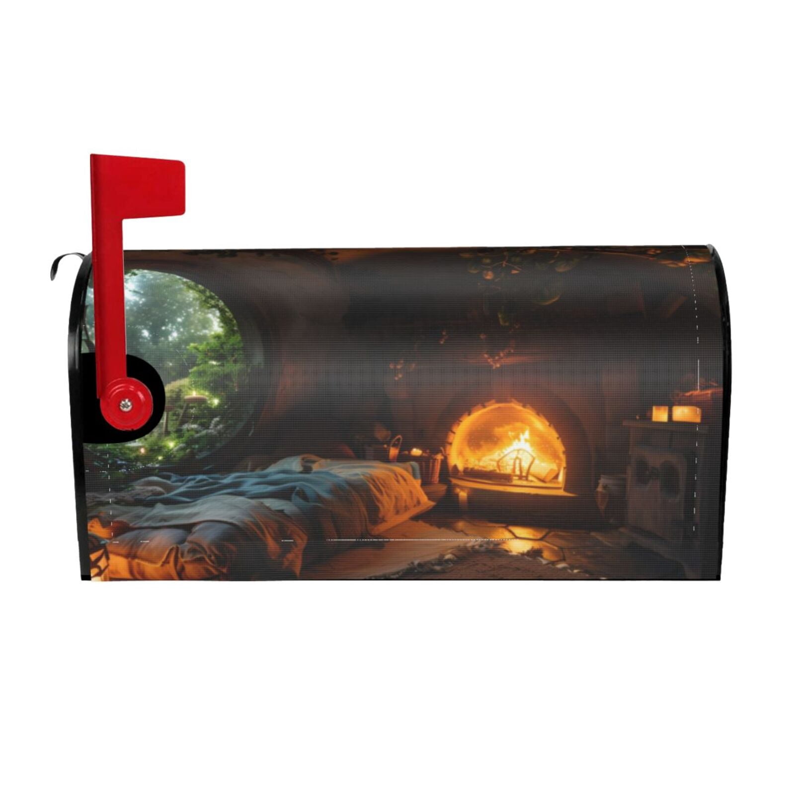 Logiee Cozy Tree Hole Cabin Print Post Letter Box Wrap Decor, Mailbox Cover Suitable for Standard Mailbox and Large Size Mailbox,Outdoor Yard Decoration-21x18 in