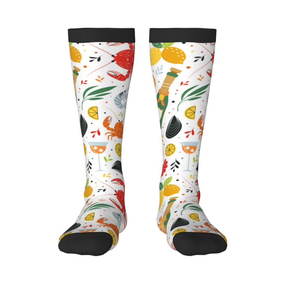 Logiee Crabs Shrimps Print Gift Stocking Stuffers,Adult Stockings,Novelty Socks,Funny Socks Birthday Running Walking Sleeping