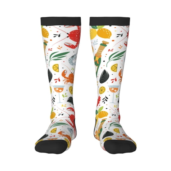 Logiee Crabs Shrimps Print Gift Stocking Stuffers,Adult Stockings,Novelty Socks,Funny Socks Birthday Running Walking Sleeping