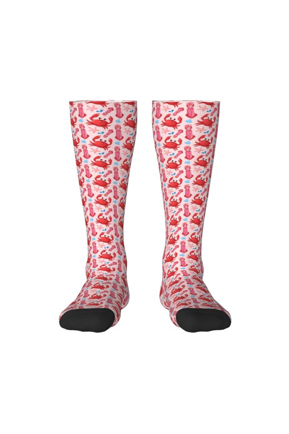 Crabs Starfish Print Gift Stocking Stuffers,Adult Stockings,Novelty Socks,Funny Socks Birthday Running Walking Sleeping