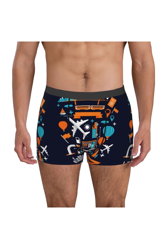 Creative Transport Print Mens Boxer Briefs,Boxer Briefs for Men,Breathable Stretch Underwear,Boys Boxer Briefs-Small