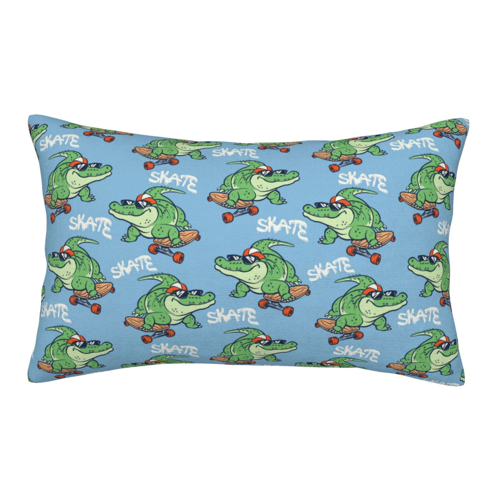Logiee Crocodile Riding Skateboard Print Pillow Case,Throw Pillow ...