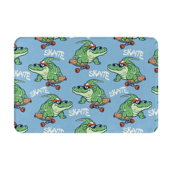 Logiee Crocodile Riding Skateboard Print Welcome Mats for Entryway,Door Mat for Front Door,Entry Mat,Doormat for Garden, Garage, Patio, Home, Porch Decor