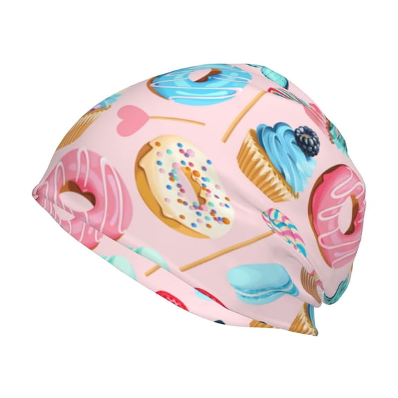 Logiee Cupcakes and Donuts Print Unisex Knit Beanie for Men Women Winter Hat,Beanies Skull Caps