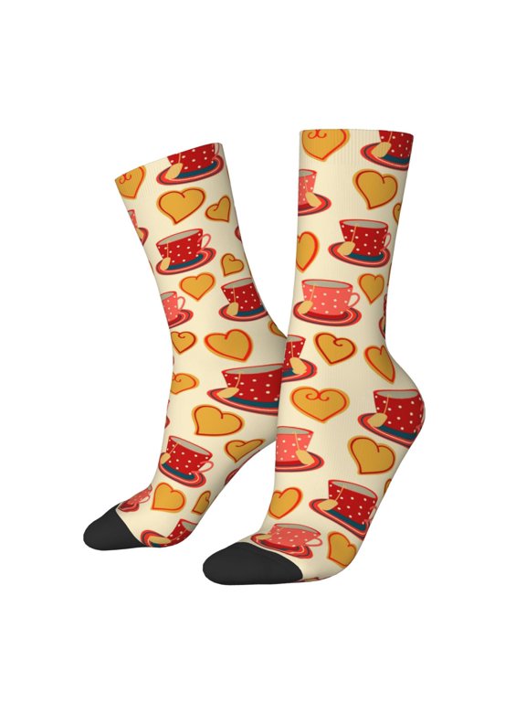 Cups of Tea Print Adult Socks for Men & Women,Calf Socks, Ankle Socks,Boots Socks,Breathable Casual Sock,Unisex Crew Socks