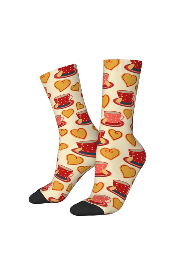 Cups of Tea Print Adult Socks for Men & Women,Calf Socks, Ankle Socks,Boots Socks,Breathable Casual Sock,Unisex Crew Socks
