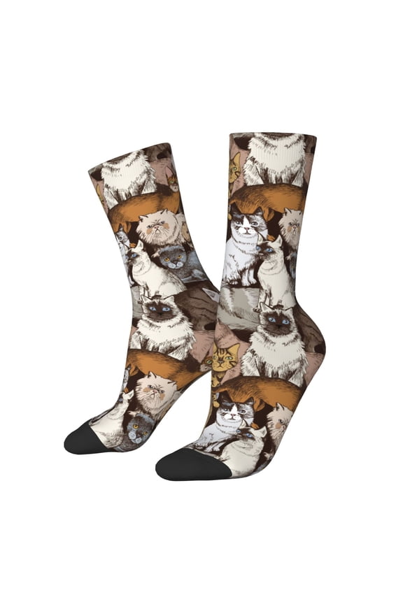 Cut Cats Print Adult Socks for Men & Women,Calf Socks, Ankle Socks,Boots Socks,Breathable Casual Sock,Unisex Crew Socks