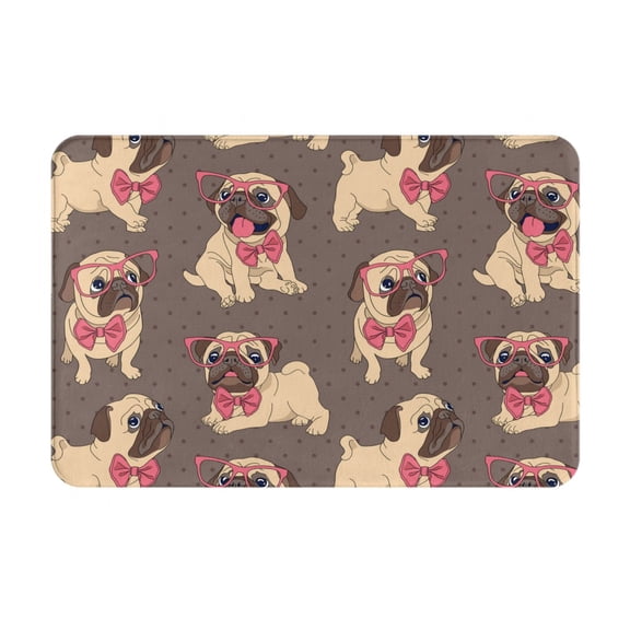 Logiee Cut Pug Print Welcome Mats for Entryway,Door Mat for Front Door,Entry Mat,Doormat for Garden, Garage, Patio, Home, Porch Decor