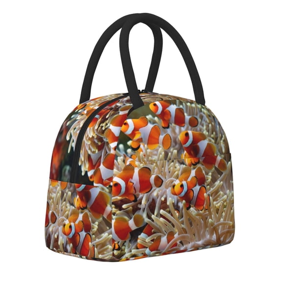 Logiee Cute Anemone Fish Print Lunch Bag for Women & Men,Adult Insulated Lunch Box,Food Lunch Containers,Reusable High Capacity Lunch Tote Bags for Work, Travel, Outdoor