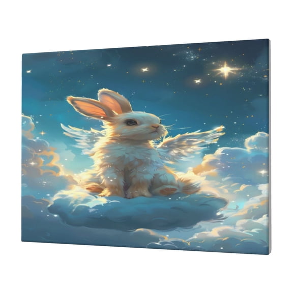 Logiee Cute Angel Winged Rabbit Print Canvas Wall Art,Canvas Picture Prints with Frame, Wall Art Decorative,Canvas Decorative,Suitable for Living Room Bedroom Office Room 30x40