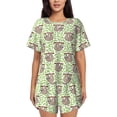 thumbnail image 1 of Logiee Cute Animal Sloth On A Branch Print Womens Pajamas Set,Short-Sleeve Pajama 2 Piece Sleepwear with Pockets-Large, 1 of 6
