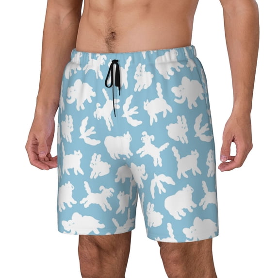Logiee Cute Animals Print Men's Swim Trunk,Quick Dry Board Shorts ,Men's Swim Trunks with Compression Liner, Bathing Suits with Pockets-3X-Large