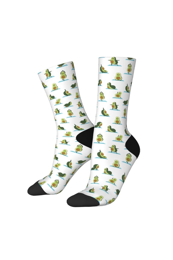 Cute Avocado Yoga Print Adult Socks for Men & Women,Calf Socks, Ankle Socks,Boots Socks,Breathable Casual Sock,Unisex Crew Socks