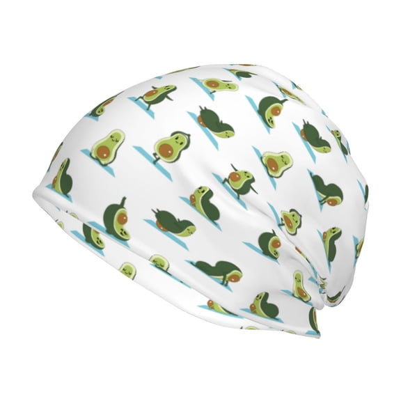 Logiee Cute Avocado Yoga Print Unisex Knit Beanie for Men Women Winter Hat,Beanies Skull Caps
