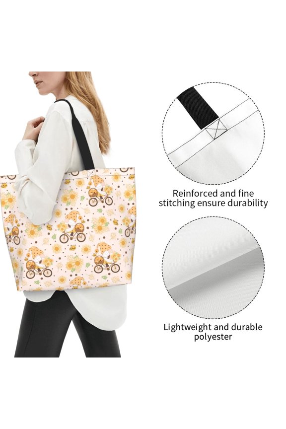 Logiee Cute Bee Gnome1 Print Tote Bag for Women, Lightweight Tote Bag,Shoulder Bag,Handbag for Yoga Bag for Sport, Travel