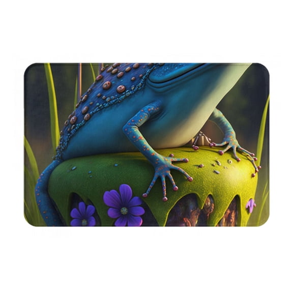 Logiee Cute Blue Frog Print Welcome Mats for Entryway,Door Mat for Front Door,Entry Mat,Doormat for Garden, Garage, Patio, Home, Porch Decor