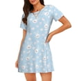 thumbnail image 1 of Logiee Cute Bunny Print Nightgowns for Women,Soft Short-Sleeved Lightweight Sleepwear, Loose Sleepshirts, 1 of 6