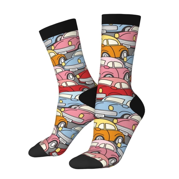 Logiee Cute Cars Print Adult Socks for Men & Women,Calf Socks, Ankle Socks,Boots Socks,Breathable Casual Sock,Unisex Crew Socks