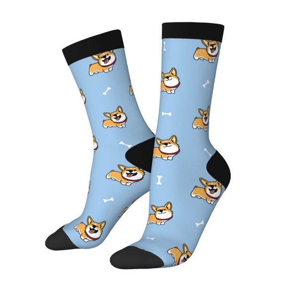 Logiee Cute Cartoon Corgi Print Adult Socks for Men & Women,Calf Socks, Ankle Socks,Boots Socks,Breathable Casual Sock,Unisex Crew Socks