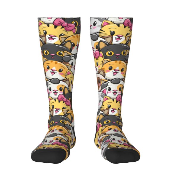 Logiee Cute Cat Cartoon Print Gift Stocking Stuffers,Adult Stockings,Novelty Socks,Funny Socks Birthday Running Walking Sleeping