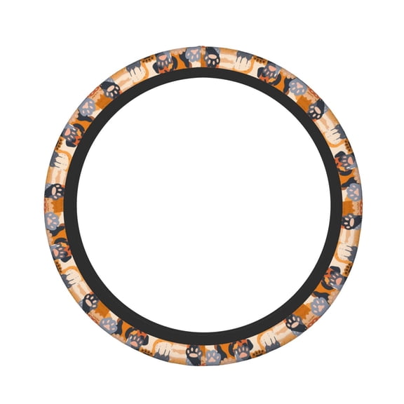 Logiee Cute Cat Paw Print Breathable Elastic Steering Wheel Cover, Non-Slip Stretch Steering Wheel Protector,Universal 15 Inch Fit Auto, Suvs, Truck