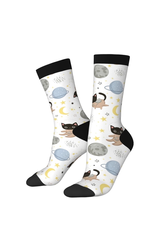 Cute Cat Print Adult Socks for Men & Women,Calf Socks, Ankle Socks,Boots Socks,Breathable Casual Sock,Unisex Crew Socks