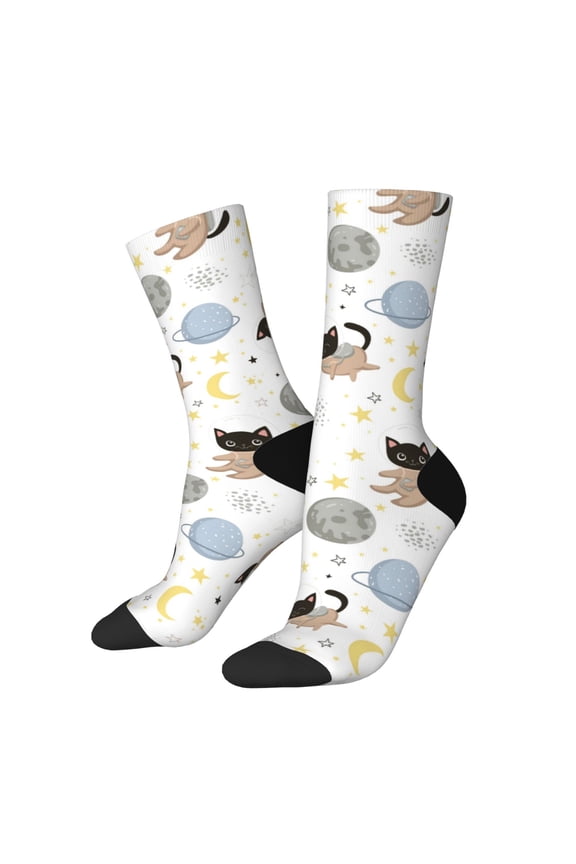 Cute Cat Print Adult Socks for Men & Women,Calf Socks, Ankle Socks,Boots Socks,Breathable Casual Sock,Unisex Crew Socks