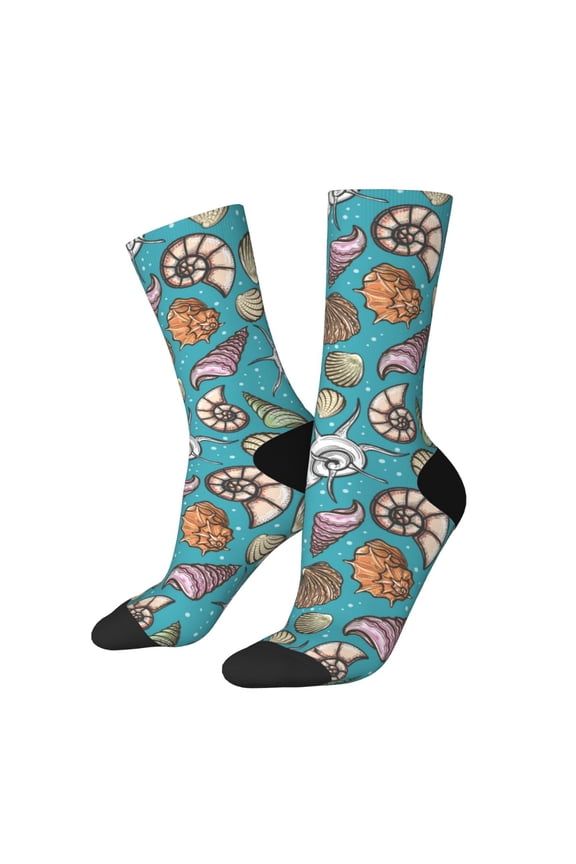 Cute Conch Print Adult Socks for Men & Women,Calf Socks, Ankle Socks,Boots Socks,Breathable Casual Sock,Unisex Crew Socks