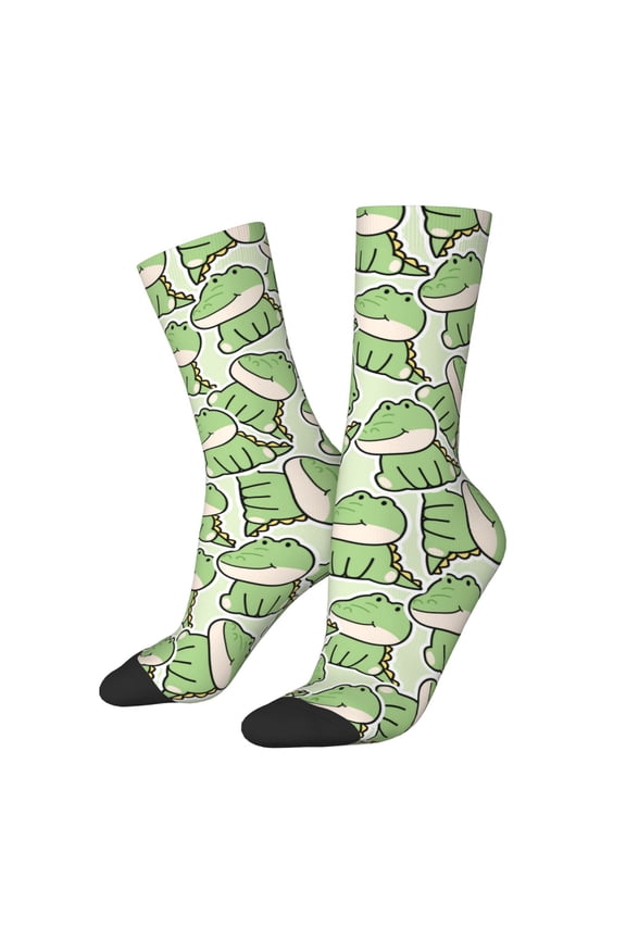 Cute Crocodile Print Adult Socks for Men & Women,Calf Socks, Ankle Socks,Boots Socks,Breathable Casual Sock,Unisex Crew Socks