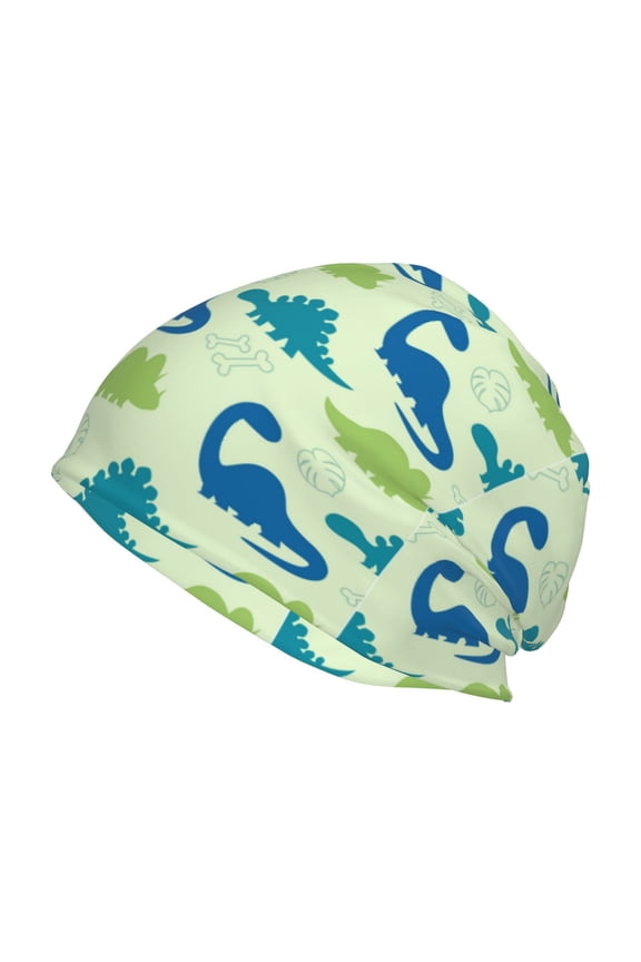 Cute Dinosaur Blue Green Print Unisex Knit Beanie for Men Women Winter Hat,Beanies Skull Caps